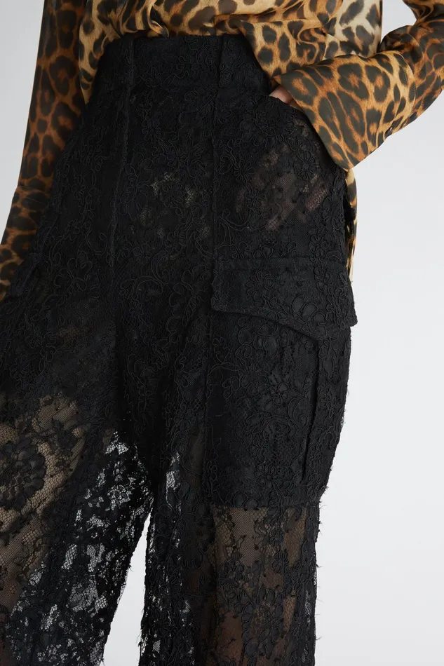 Women Trousers Ermanno Scervino Luxury Broderie Lace Black Trousers Cargo 8211 Ermanno Scervino Black
