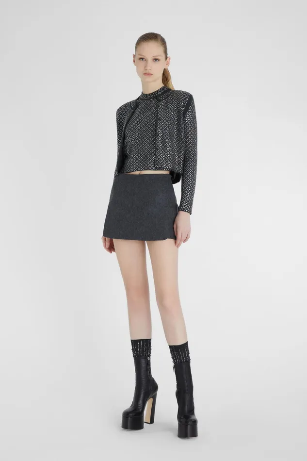 Women Trousers Ermanno Scervino Wool Mini Skirtshorts