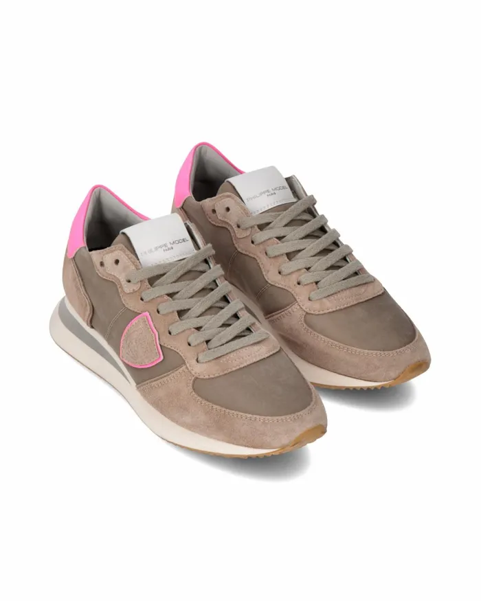 Women Trpx Sneakers BeigeFuchsia Shoes Philippe Model Paris Running