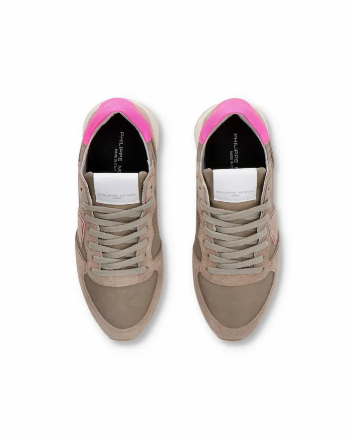Women Trpx Sneakers BeigeFuchsia Shoes Philippe Model Paris Running