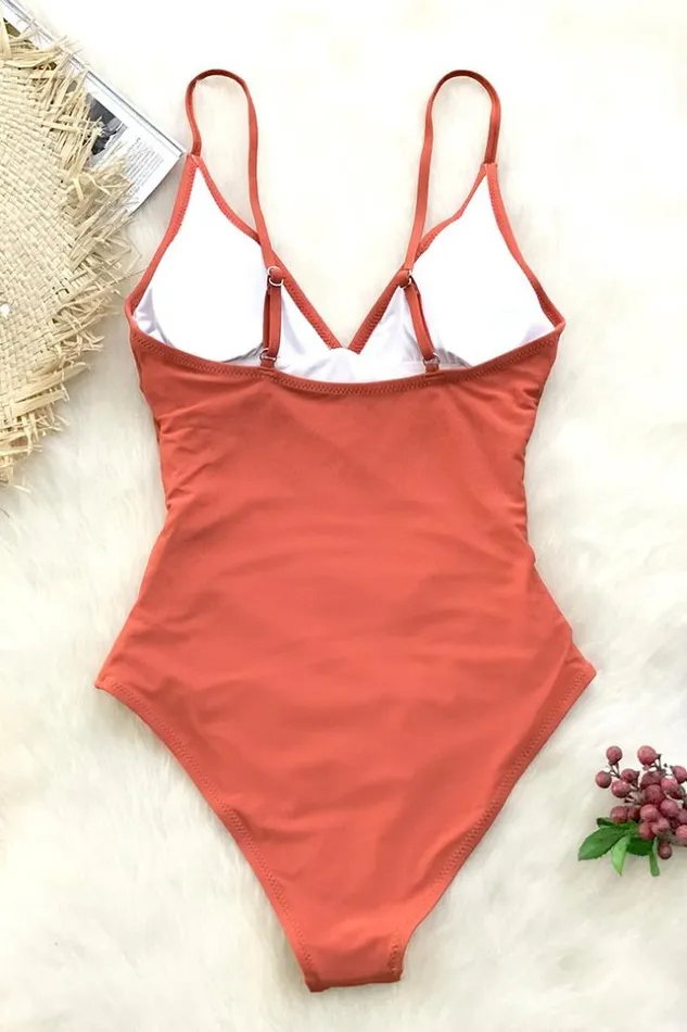 Women Tummy Control Swimsuits Cupshe Bright Day Shirring One Piece Swimsuit Orange