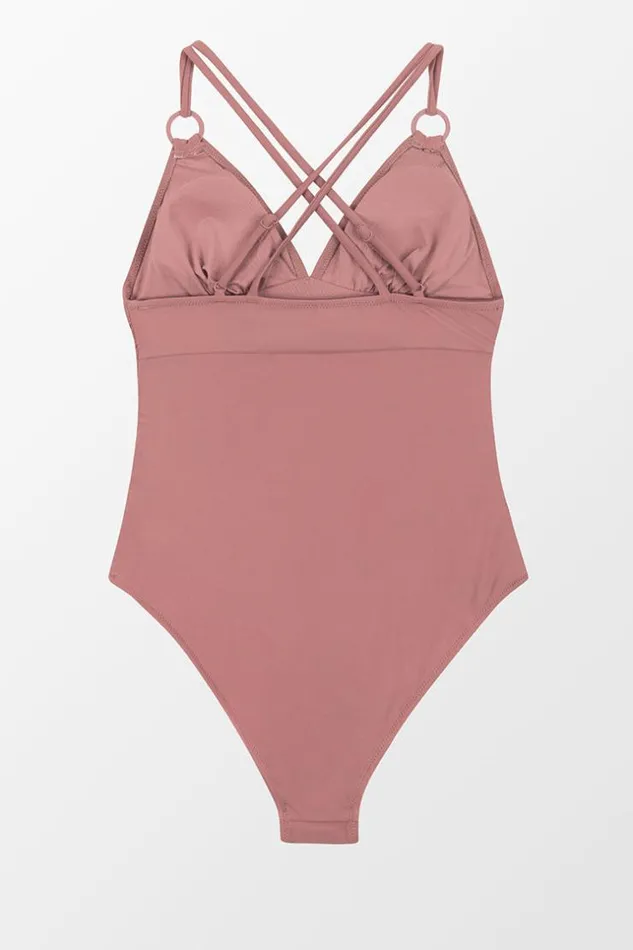 Women Tummy Control Swimsuits Cupshe Carter Oring Crisscross One Piece Swimsuit Mauve