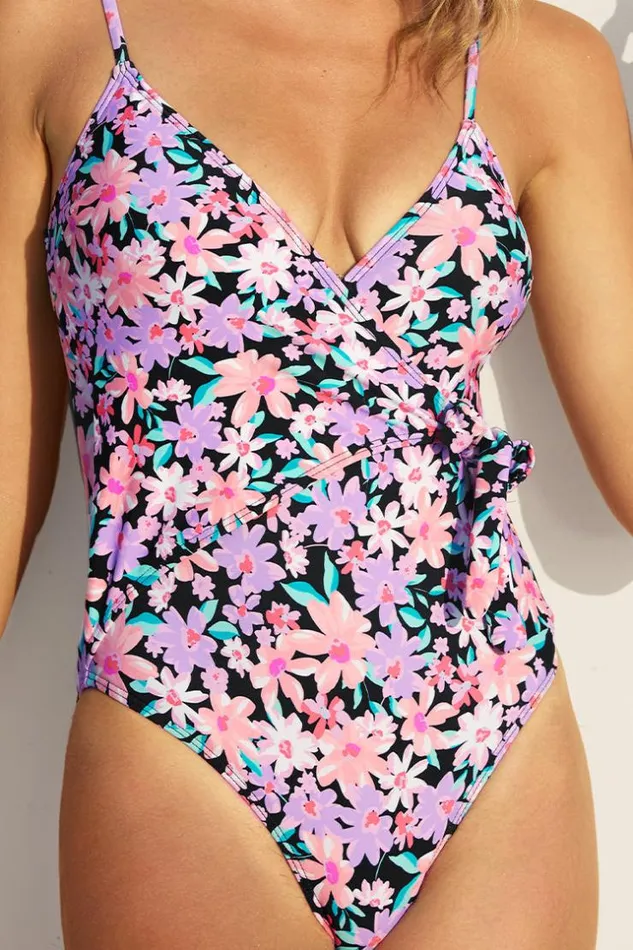Women Tummy Control Swimsuits Cupshe Paluma Falls Plunge Bow Tie One Piece Multicolor