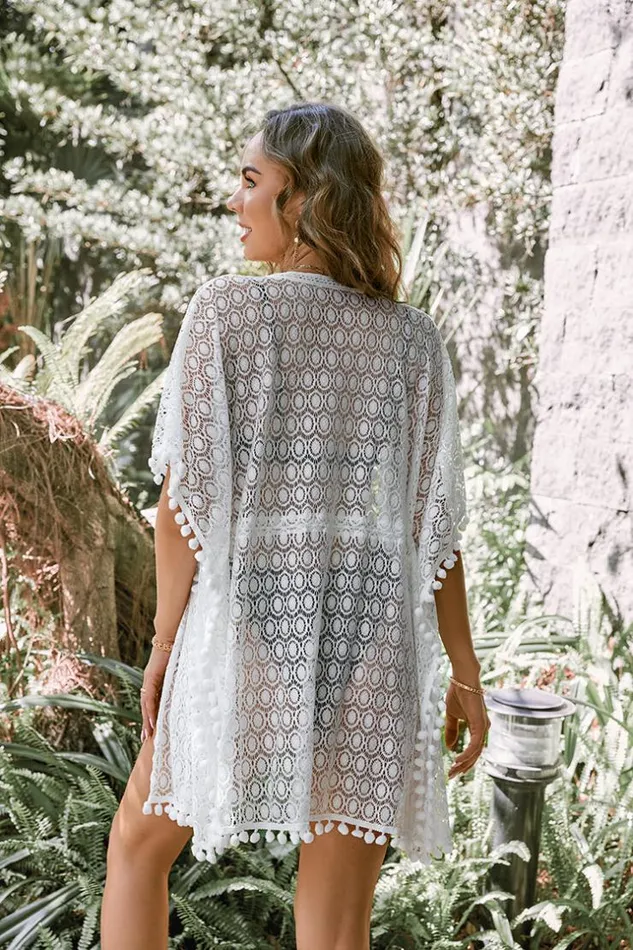 Women Tunic Cover Ups Cupshe Sienna Cut Out Tassel Dolman Sleeve Kaftan Multicolor