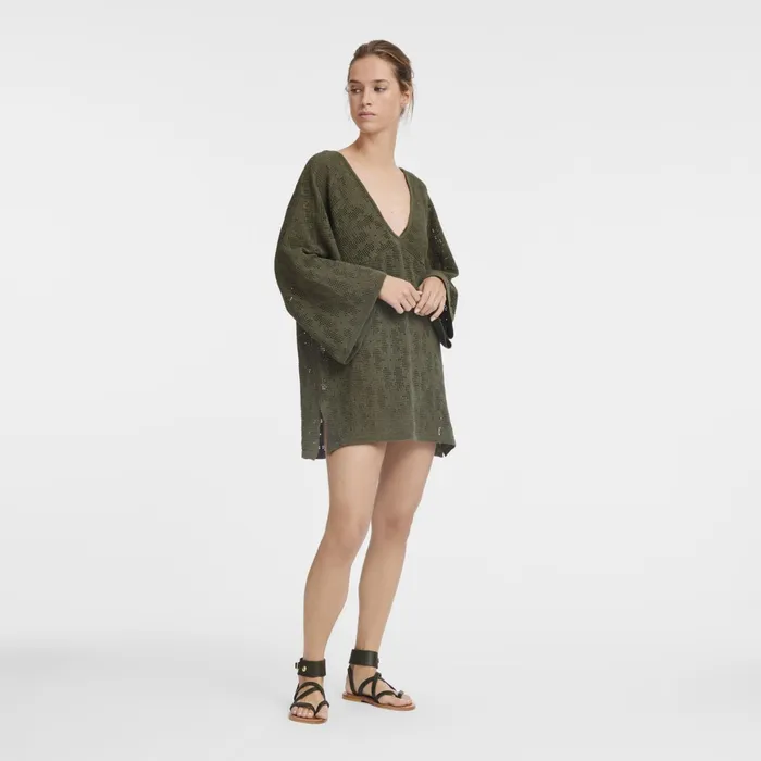 Women Tunic Khaki Longchamp Dresses and Skirts