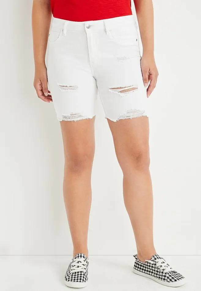 Women Vigoss Classic High Rise Ripped Bermuda Short Maurices Bottoms