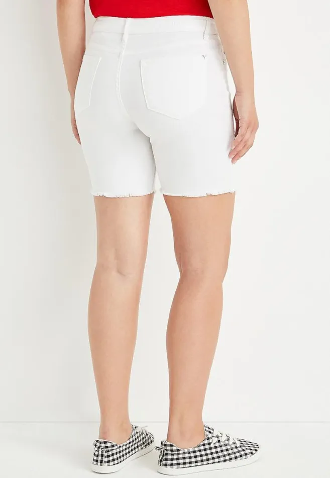 Women Vigoss Classic High Rise Ripped Bermuda Short Maurices Bottoms