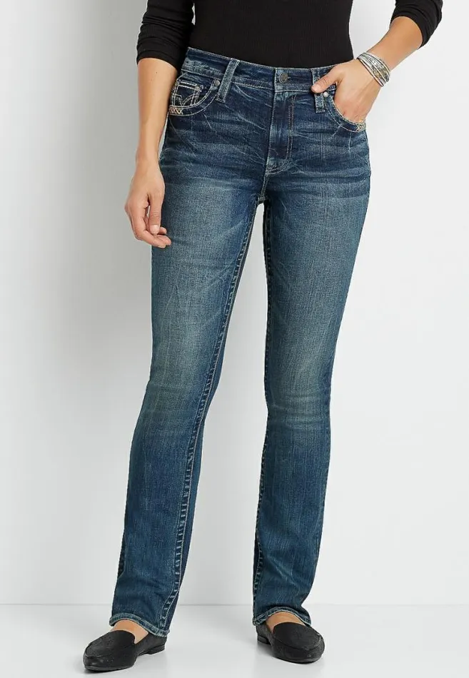 Women Vigoss High Rise Dark Wash Slim Boot Jean Maurices Jeans