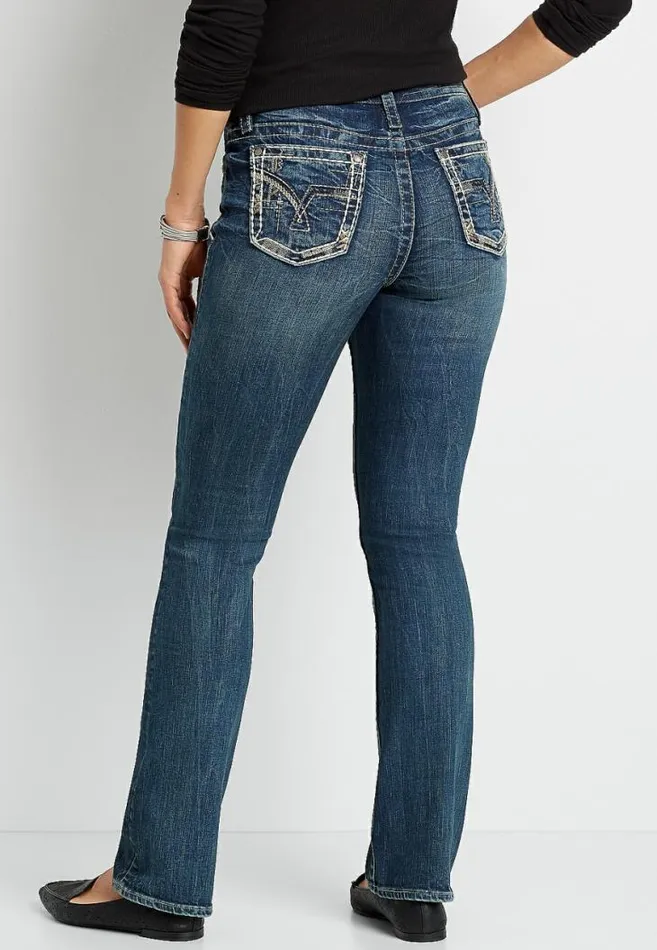 Women Vigoss High Rise Dark Wash Slim Boot Jean Maurices Jeans