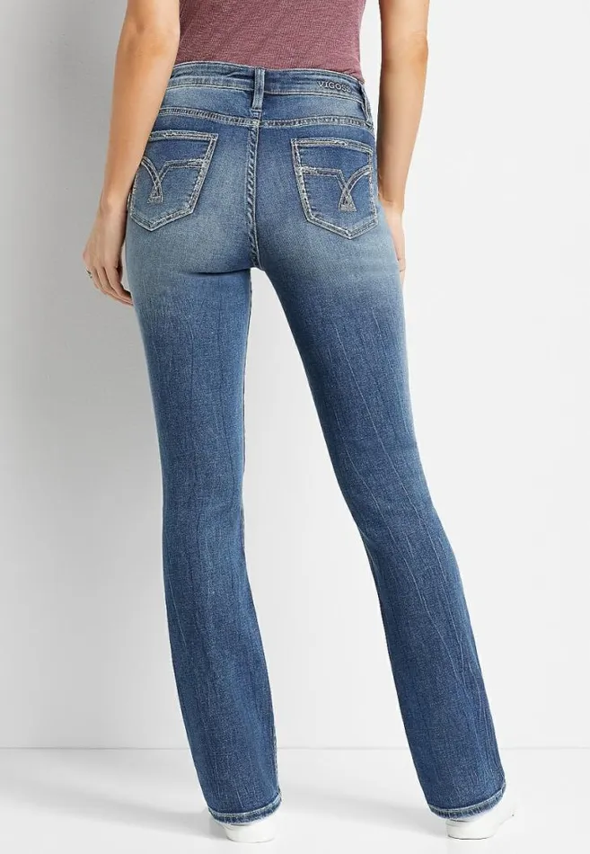 Women Vigoss High Rise Medium Wash Slim Boot Jean Maurices Jeans