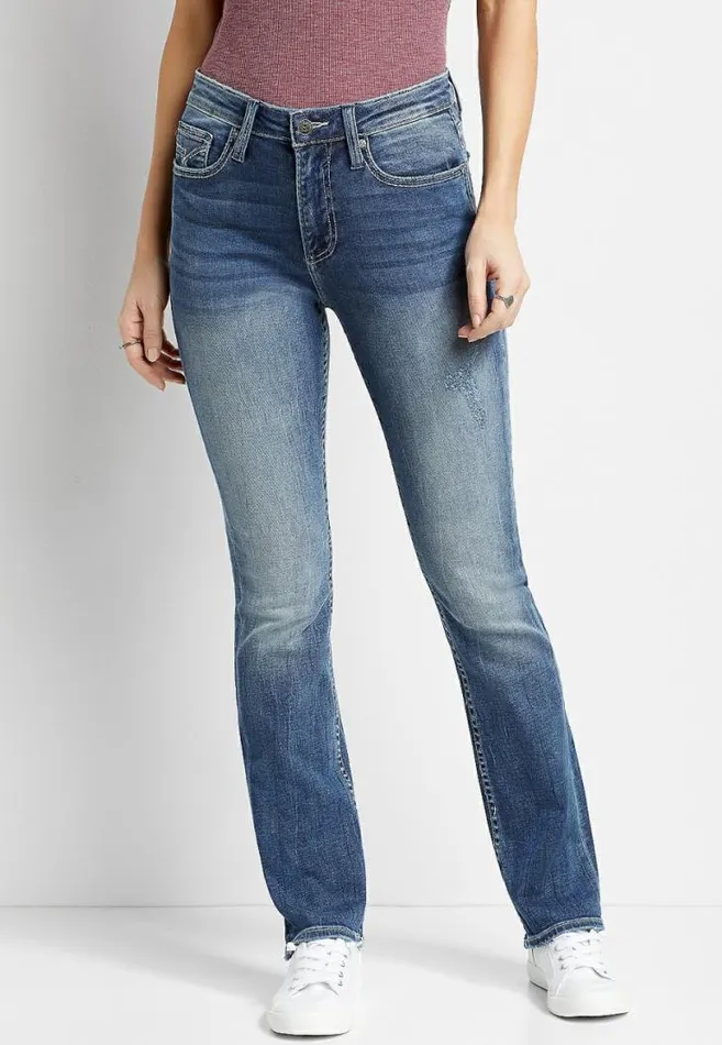 Women Vigoss High Rise Medium Wash Slim Boot Jean Maurices Jeans