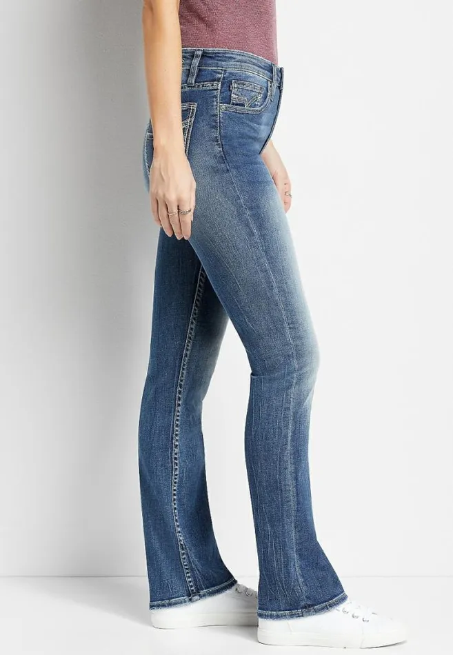 Women Vigoss High Rise Medium Wash Slim Boot Jean Maurices Jeans