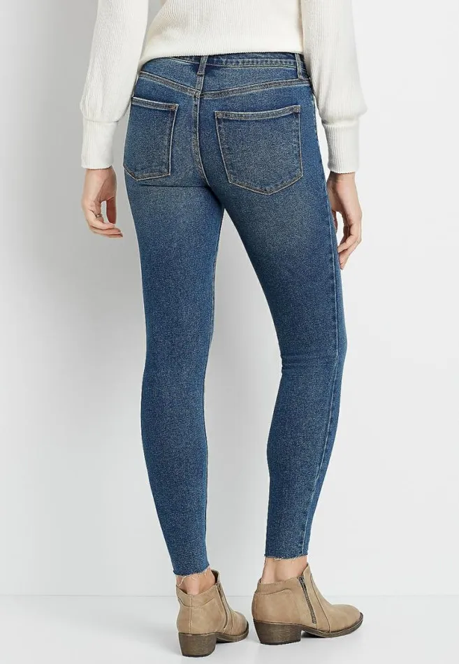 Women Vintage High Rise Medium Destructed Button Fly Jegging Maurices Jeans