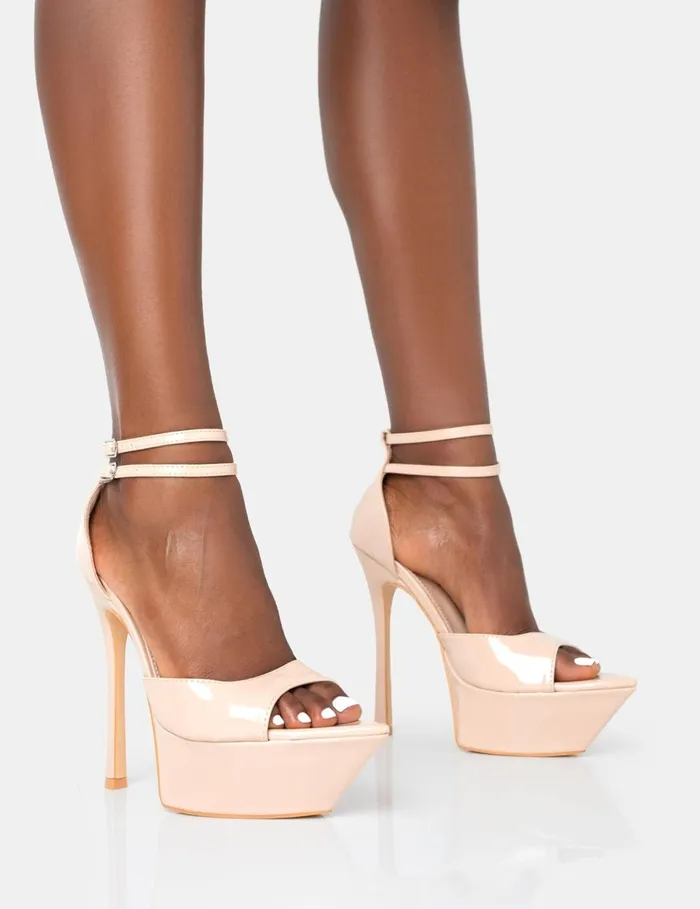 Women Vortex Nude Patent Platform Barely There Pointed Toe Stiletto Heels Neutral Public Desire Block Heels Women Vortex Nude Patent Platform Barely There Pointed Toe Stiletto Heels Neutral Public Desire Block Heels