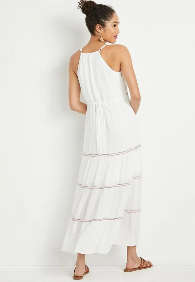 Women White Embroidered Maxi Dress Maurices Dresses and Jumpsuits