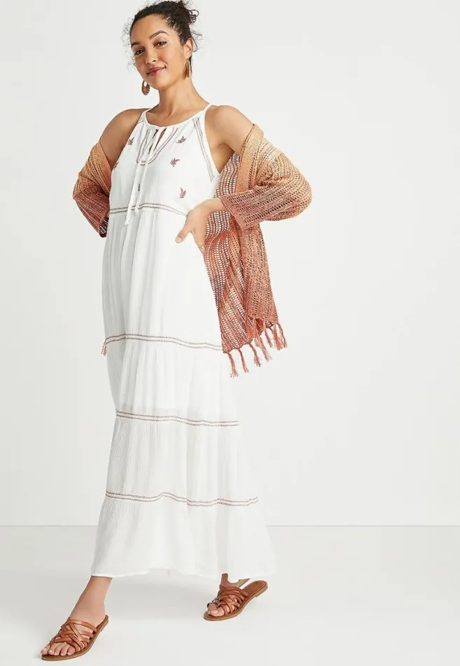 Women White Embroidered Maxi Dress Maurices Dresses and Jumpsuits