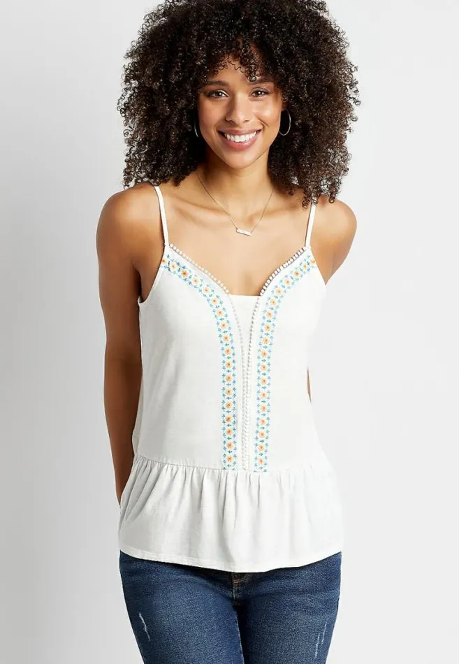 Women White Floral Peplum Tank Top Maurices Tops