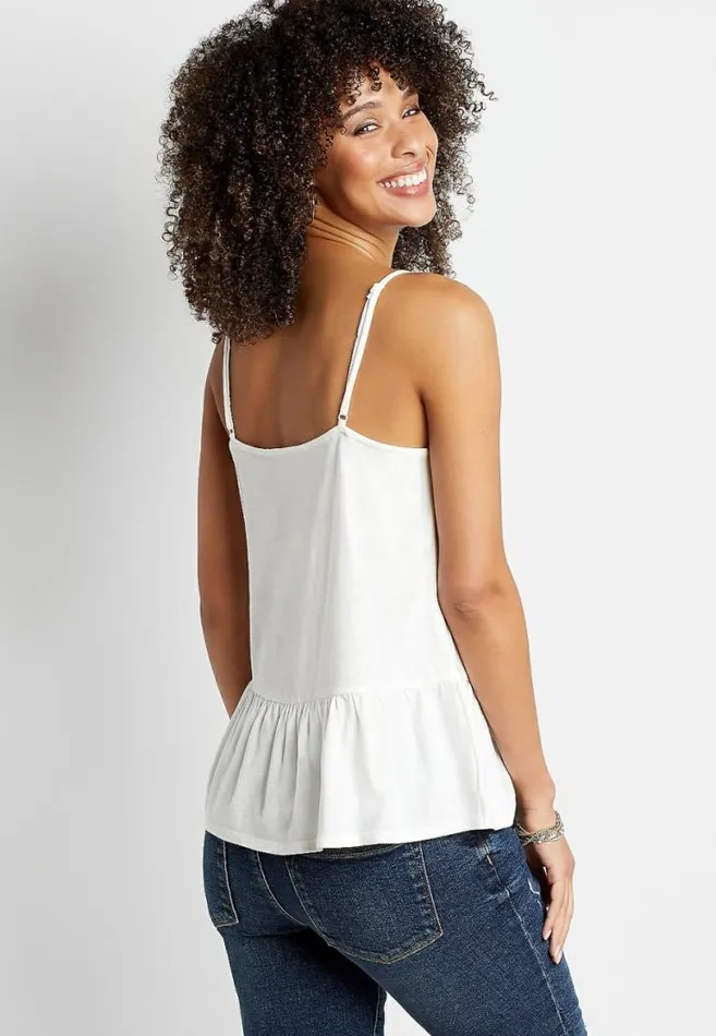 Women White Floral Peplum Tank Top Maurices Tops