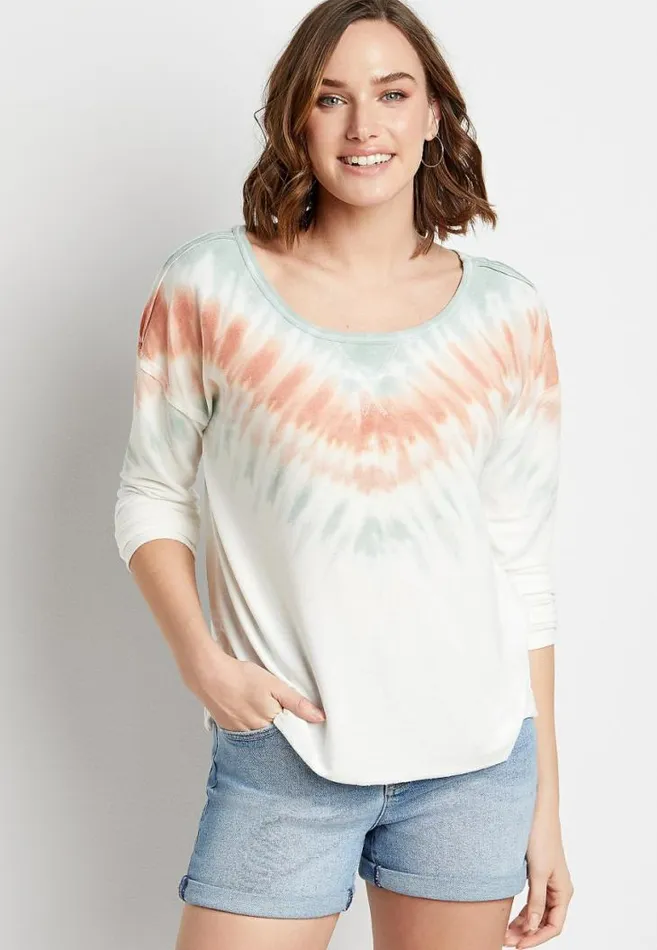 Women White Tie Dye Pullover Maurices Tops