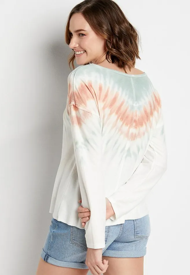 Women White Tie Dye Pullover Maurices Tops