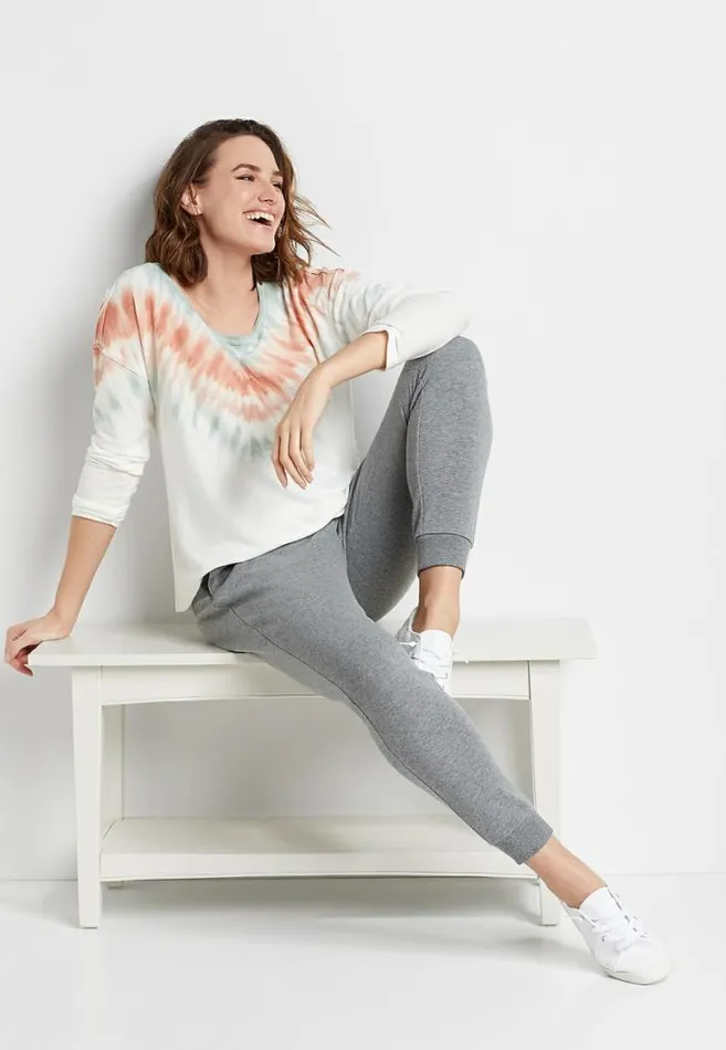 Women White Tie Dye Pullover Maurices Tops