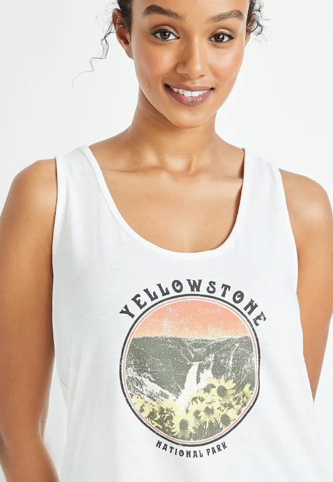 Women White Yellowstone Graphic Tank Top Maurices Tops