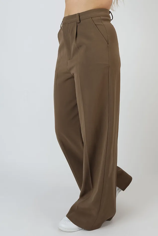 Women Wide Leg Split Hem Tailored Trousers Mushroom Kaiia Brown Public Desire Two Piece Sets