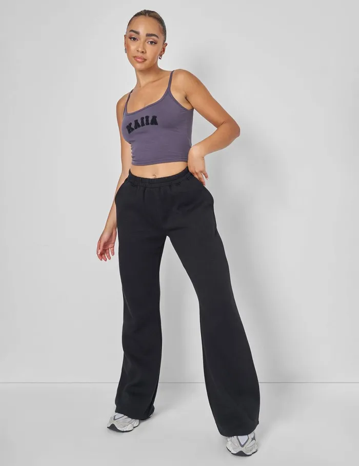 Women Wide Leg Sweat Pants Black Black Public Desire Tracksuit