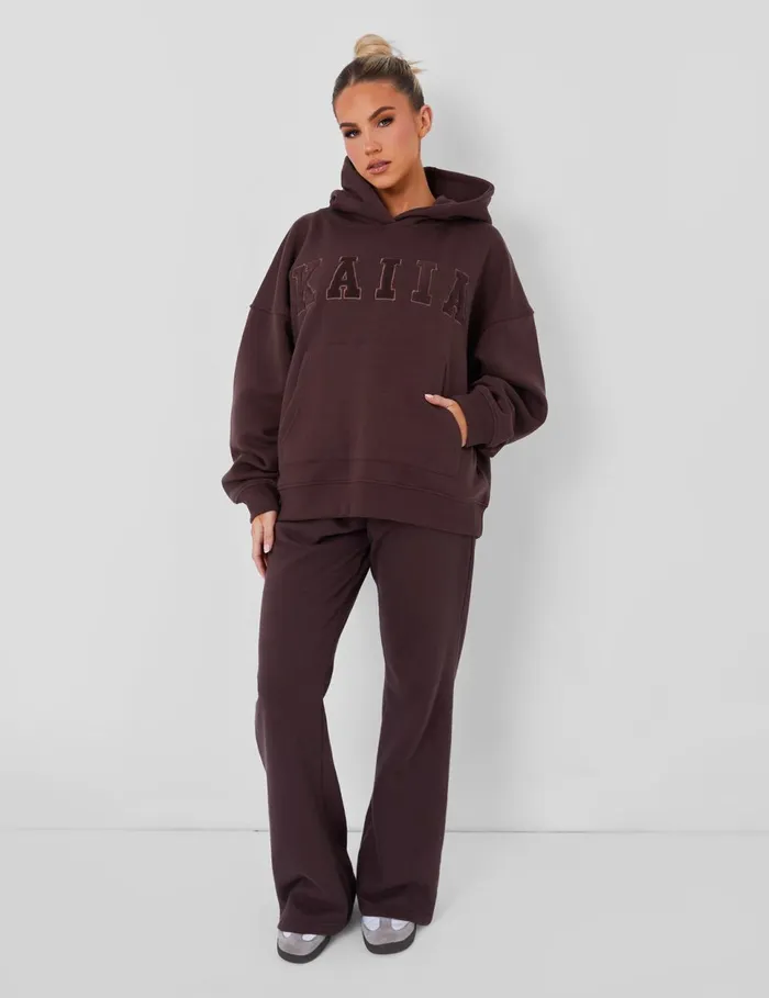 Women Wide Leg Sweat Pants Mochaa Brown Public Desire Tracksuit