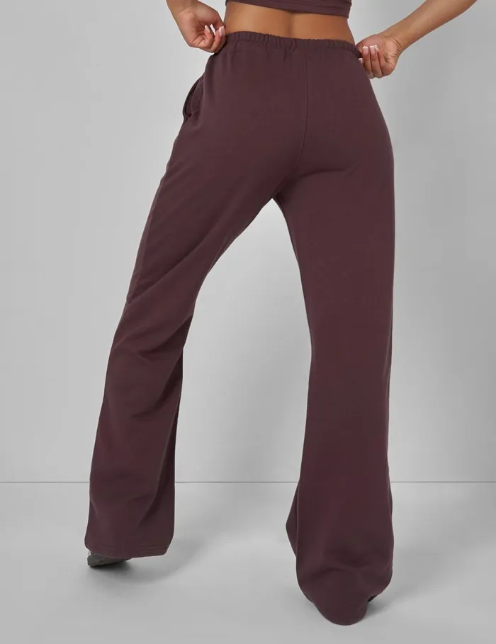 Women Wide Leg Sweat Pants Mochaa Brown Public Desire Tracksuit