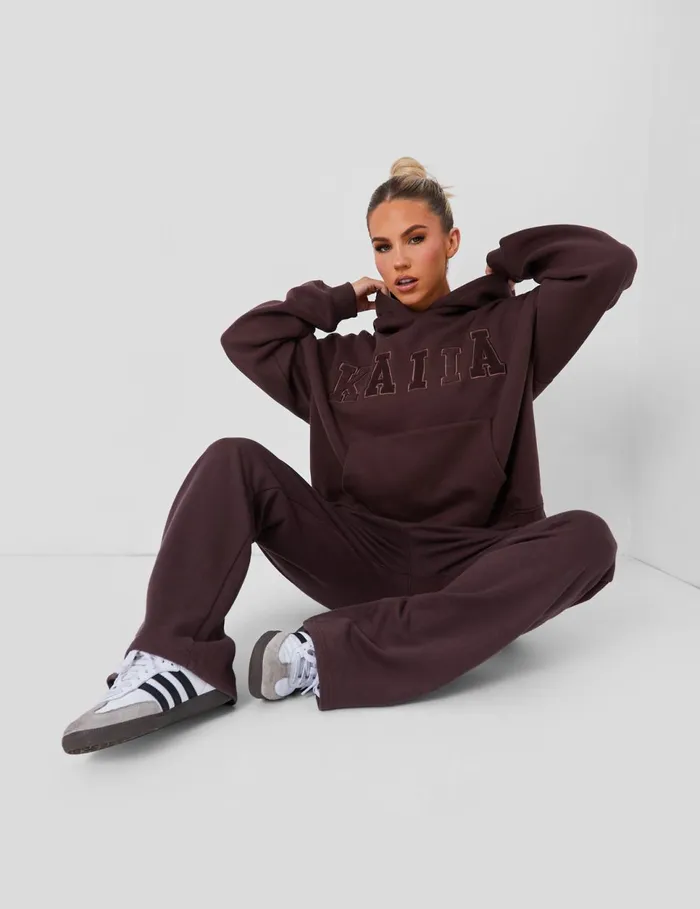 Women Wide Leg Sweat Pants Mochaa Brown Public Desire Tracksuit