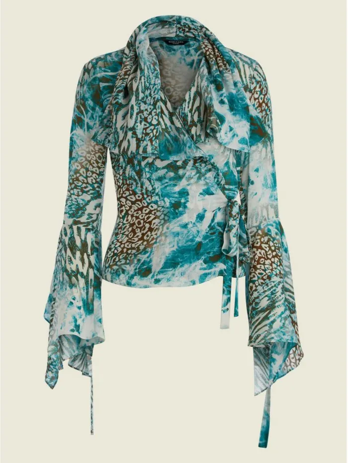 Women Willow Blouse Underwater Love Teal Marciano Tops And Sweaters Women Willow Blouse Underwater Love Teal Marciano Tops And Sweaters