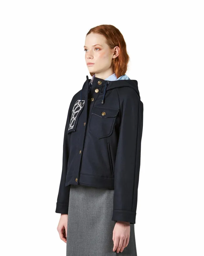 Women Windbreaker Jacket 8211 Navy Blue Paris Philippe Model Paris Outerwear