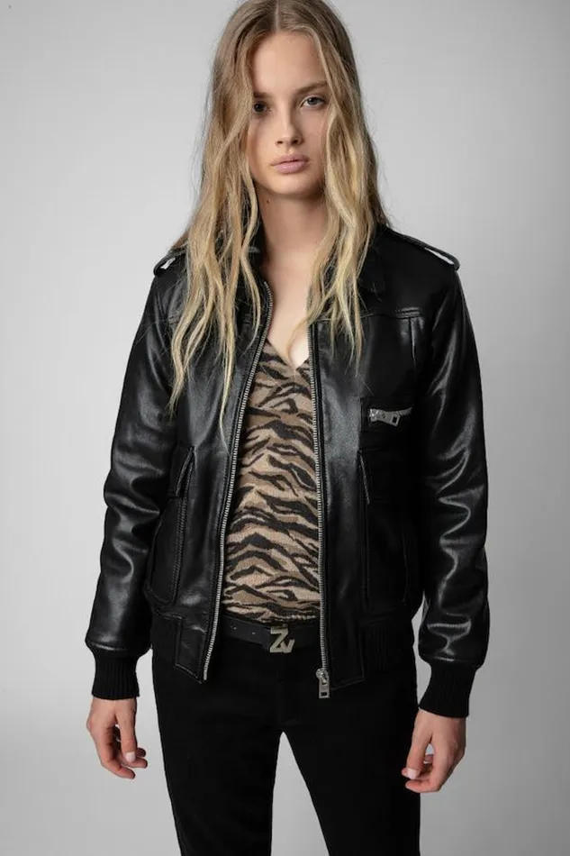Zadig and Voltaire Jackets LUKA CUIR LISSE BLACK 8211 Women Zadig and Voltaire Jackets LUKA CUIR LISSE BLACK 8211 Women