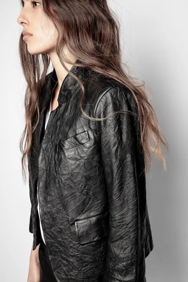 Zadig and Voltaire Jackets VERYS CRINKLED LTH JACKET BLACK 8211 Women Zadig and Voltaire Jackets VERYS CRINKLED LTH JACKET BLACK 8211 Women