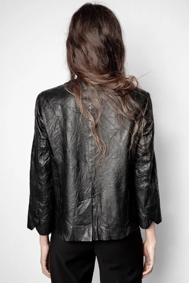 Zadig and Voltaire Jackets VERYS CRINKLED LTH JACKET BLACK 8211 Women Zadig and Voltaire Jackets VERYS CRINKLED LTH JACKET BLACK 8211 Women