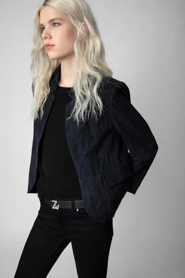 Zadig and Voltaire Jackets VERYS DAIM CRINKLE NAVY 8211 Women Zadig and Voltaire Jackets VERYS DAIM CRINKLE NAVY 8211 Women