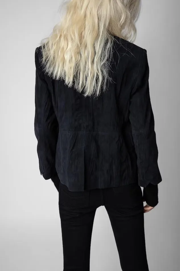 Zadig and Voltaire Jackets VERYS DAIM CRINKLE NAVY 8211 Women Zadig and Voltaire Jackets VERYS DAIM CRINKLE NAVY 8211 Women