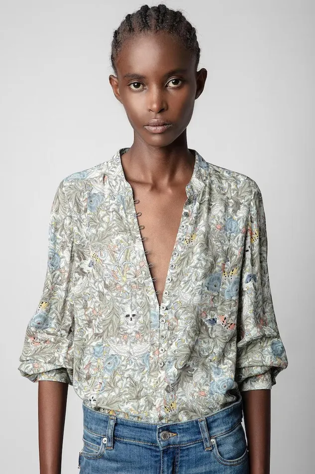Zadig and Voltaire Shirts and Tops TWINA BRIT FLOWER KHAKI PRINT 8211 Women