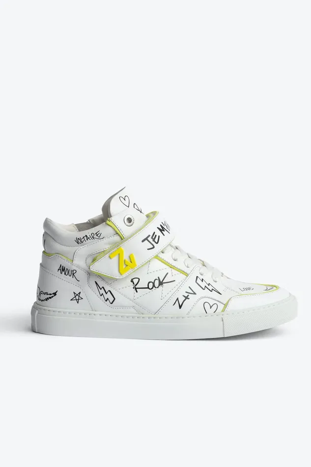 Zadig and Voltaire Sneakers MID TOP GRAFFITI WHITE 8211 WomenMen
