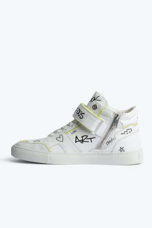 Zadig and Voltaire Sneakers MID TOP GRAFFITI WHITE 8211 WomenMen Zadig and Voltaire Sneakers MID TOP GRAFFITI WHITE 8211 WomenMen