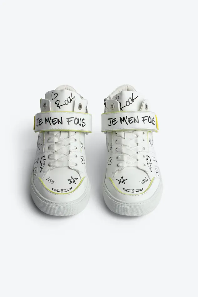 Zadig and Voltaire Sneakers MID TOP GRAFFITI WHITE 8211 WomenMen Zadig and Voltaire Sneakers MID TOP GRAFFITI WHITE 8211 WomenMen