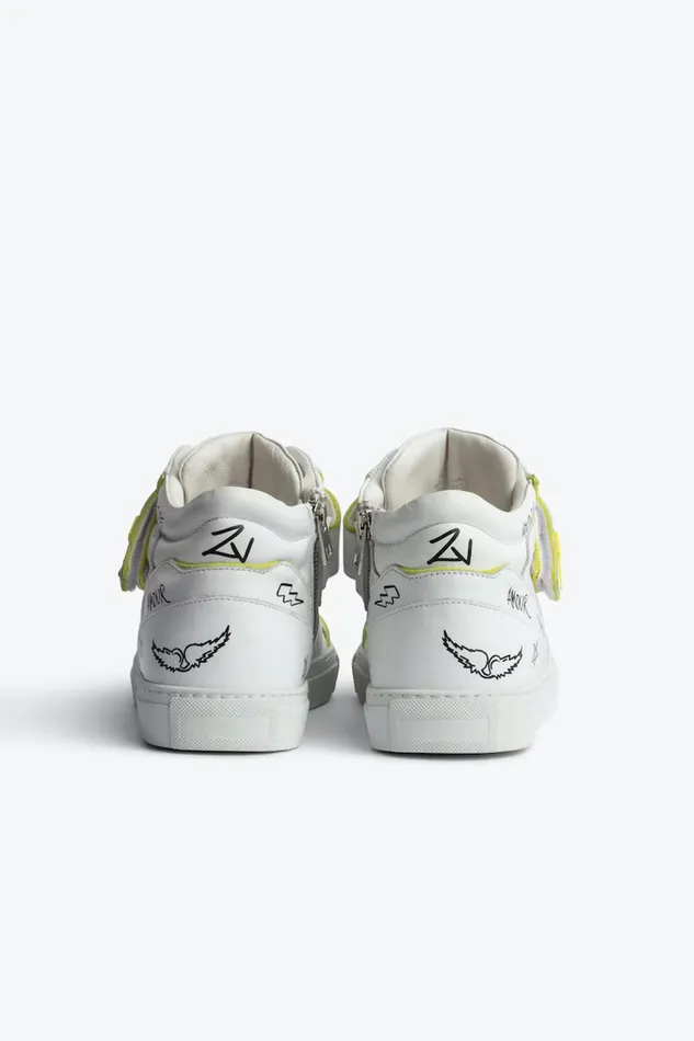 Zadig and Voltaire Sneakers MID TOP GRAFFITI WHITE 8211 WomenMen Zadig and Voltaire Sneakers MID TOP GRAFFITI WHITE 8211 WomenMen