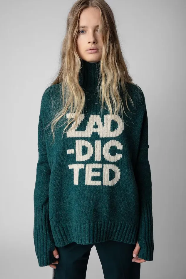 Zadig and Voltaire Sweaters and Knitwear ALMA ZADDICTED SWEAT PEACOCK 8211 Women Zadig and Voltaire Sweaters and Knitwear ALMA ZADDICTED SWEAT PEACOCK 8211 Women