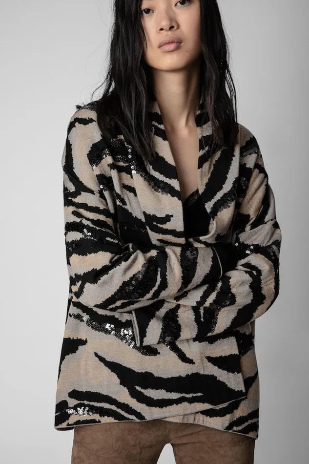 Zadig and Voltaire Sweaters and Knitwear MAYA TIGER COGNAC 8211 Women Zadig and Voltaire Sweaters and Knitwear MAYA TIGER COGNAC 8211 Women