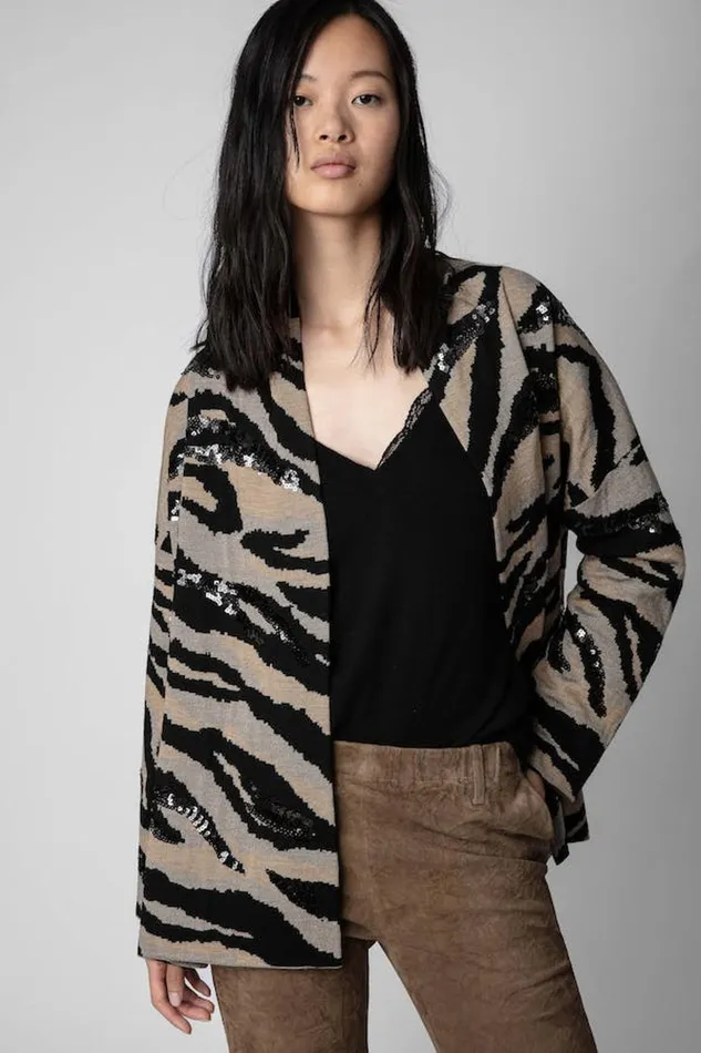 Zadig and Voltaire Sweaters and Knitwear MAYA TIGER COGNAC 8211 Women Zadig and Voltaire Sweaters and Knitwear MAYA TIGER COGNAC 8211 Women