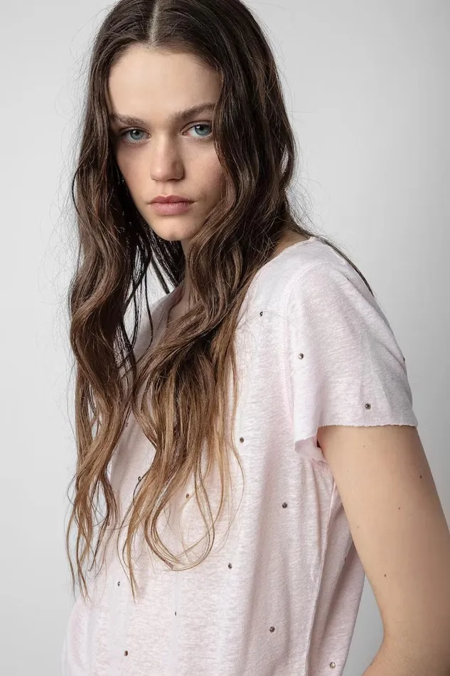 Zadig and Voltaire TShirts TUNISIEN STRASS DOT PINK 8211 Women Zadig and Voltaire TShirts TUNISIEN STRASS DOT PINK 8211 Women