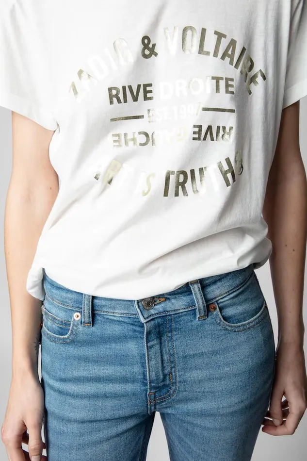 Zadig and Voltaire TShirts WALK BLASON FOIL WHITE 8211 Women Zadig and Voltaire TShirts WALK BLASON FOIL WHITE 8211 Women