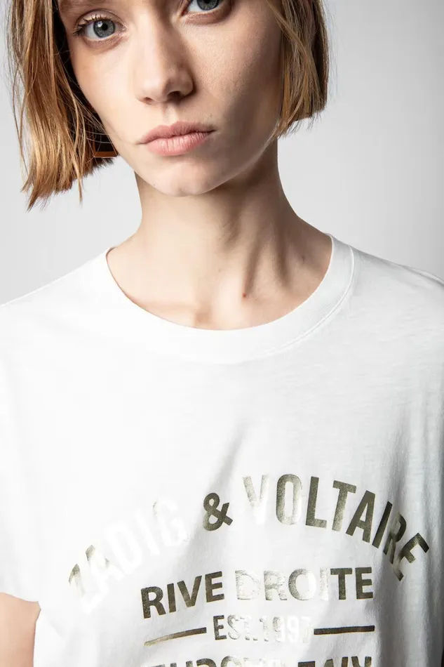 Zadig and Voltaire TShirts WALK BLASON FOIL WHITE 8211 Women Zadig and Voltaire TShirts WALK BLASON FOIL WHITE 8211 Women