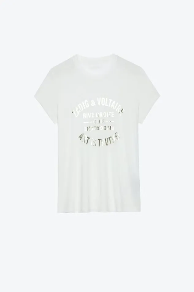Zadig and Voltaire TShirts WALK BLASON FOIL WHITE 8211 Women Zadig and Voltaire TShirts WALK BLASON FOIL WHITE 8211 Women